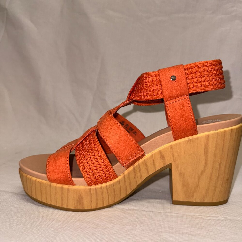Dr. Scholl's Blossom Platform Sandals - Coral Orange - Size 6.5M